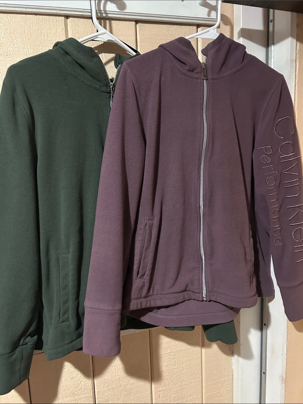 Calvin Klein Performance Plum and Forest Green Hooded Zip Jacket